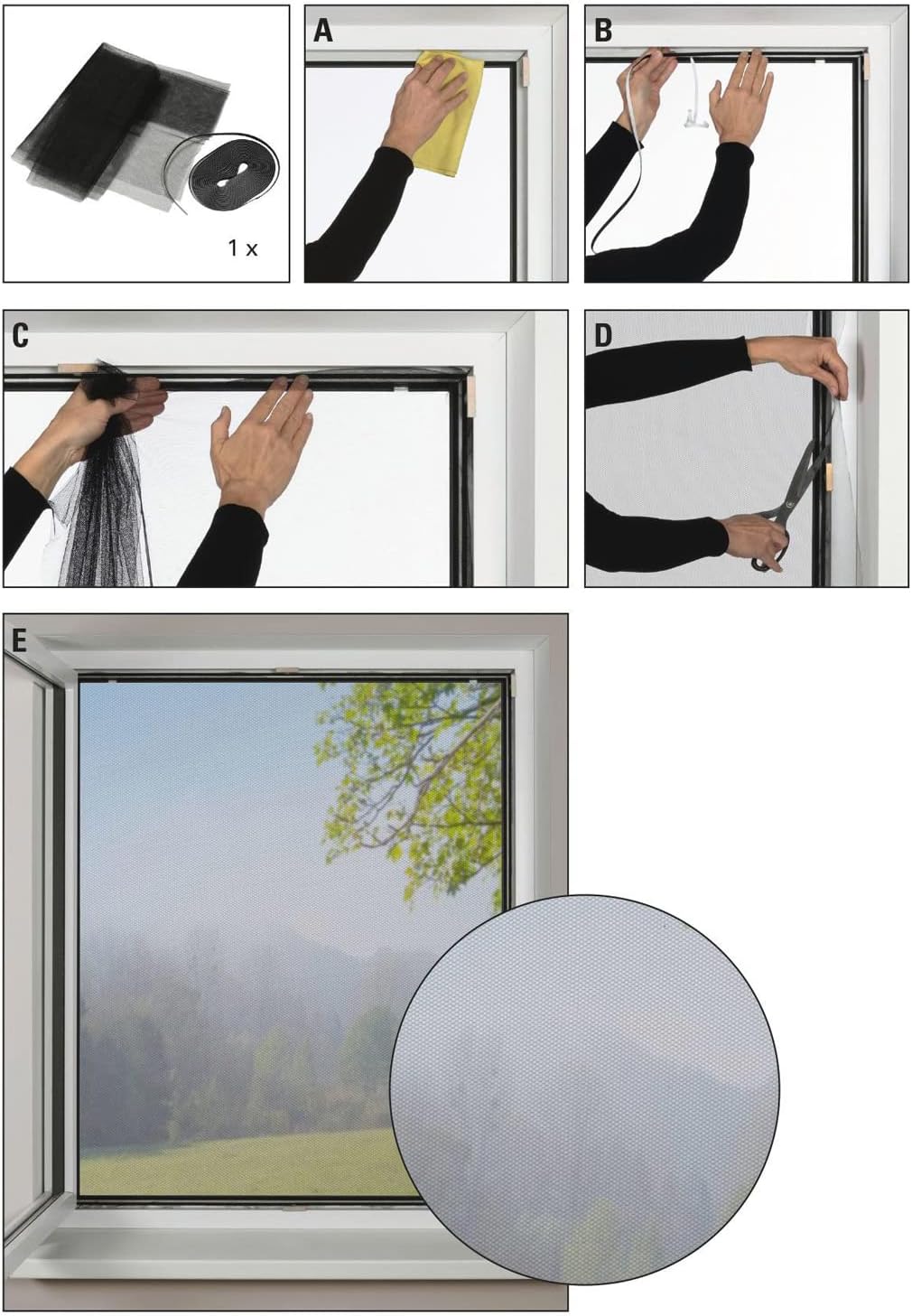 Moustiquaire blanc avec velcro adhésif 150X125 cm