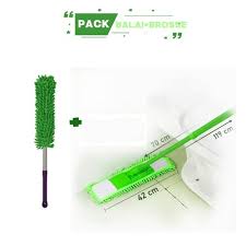 Pack 2 EN 1 Balai Raclette Microfibres & Brosse Télescopique