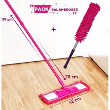 Pack 2 EN 1 Balai Raclette Microfibres & Brosse Télescopique